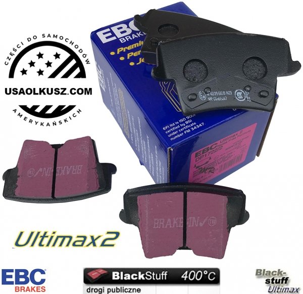Tylne klocki Ultimax2 + NACINANE WENTYLOWANE tarcze hamulcowe EBC seria USR Dodge Charger