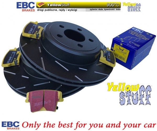 Tylne klocki YellowStuff + NACINANE WENTYLOWANE tarcze hamulcowe EBC seria USR Chrysler 300C