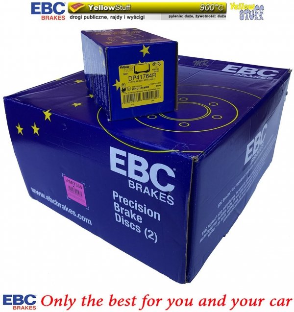 Przednie klocki YellowStuff + NACINANE tarcze hamulcowe 360mm EBC seria USR Chrysler 300C SRT
