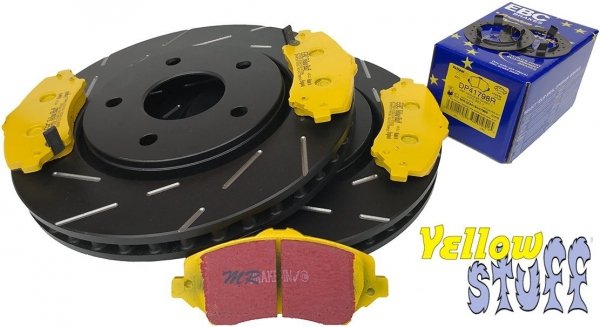 Przednie klocki YellowStuff + NACINANE tarcze hamulcowe 302mm EBC seria USR Dodge Journey -2012