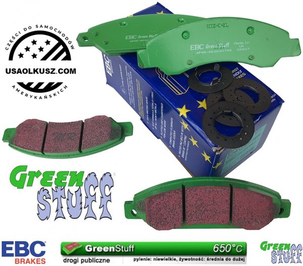 Przednie klocki GreenStuff + NACINANE tarcze hamulcowe 330mm EBC seria USR GMC Yukon 2007-2008