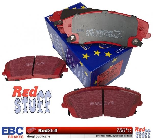 Przednie CERAMICZNE klocki RedStuff + NACINANE tarcze hamulcowe 320mm EBC seria USR Dodge Charger RWD V6