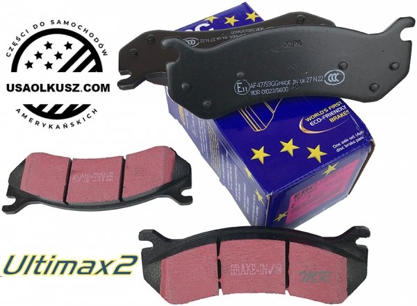 Przednie klocki Ultimax2 + NAWIERCANE NACINANE tarcze hamulcowe EBC seria GD GMC Yukon -2006