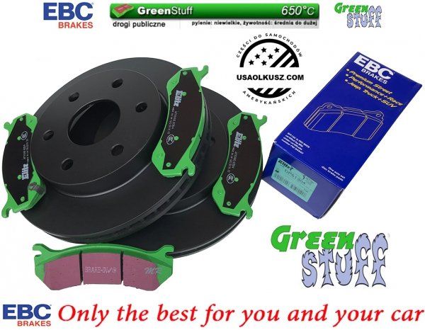 Przednie klocki GreenStuff + tarcze hamulcowe EBC seria PREMIUM GMC Yukon -2006