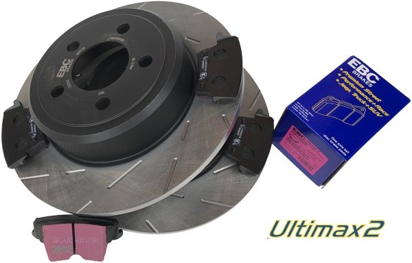 Tylne klocki Ultimax2 + NACINANE NIE WENTYLOWANE tarcze hamulcowe EBC seria USR Lancia Thema RWD 3,6 V6