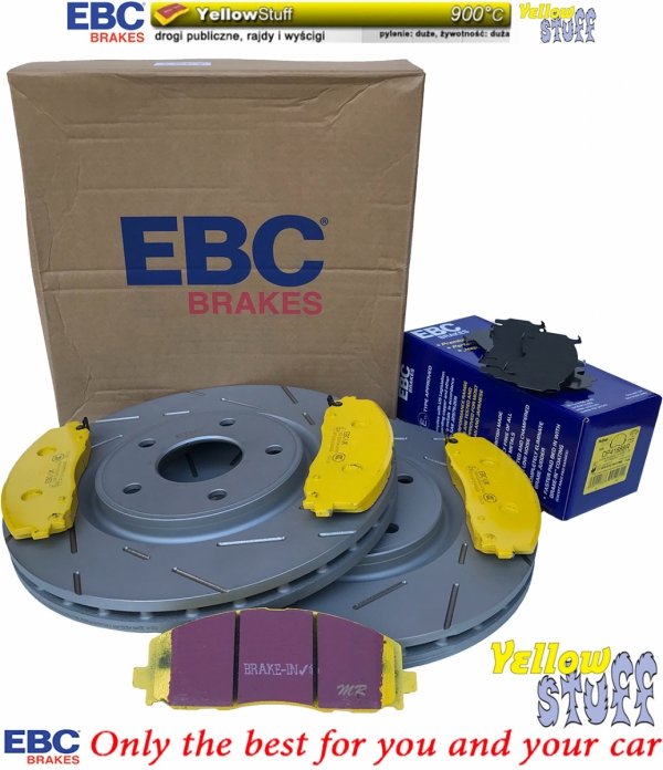 Przednie klocki YellowStuff + NACINANE tarcze hamulcowe 330mm EBC seria USR RAM Cargo Van 2012-