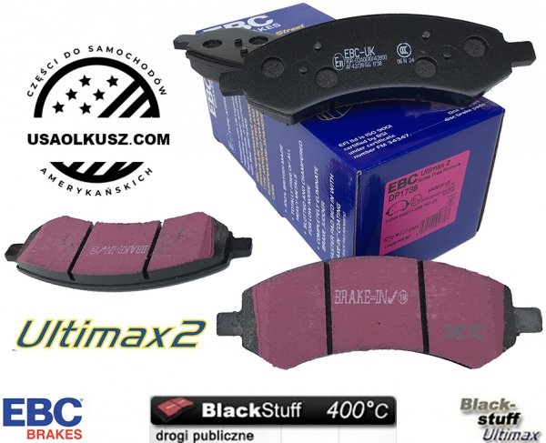 Przednie klocki Ultimax2 + NACINANE tarcze hamulcowe EBC seria USR Dodge RAM 1500 2006-