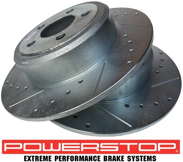 Tylne klocki Z26 + WIERCONE NACINANE NIE wentylowane tarcze hamulcowe POWERSTOP Dodge Challenger