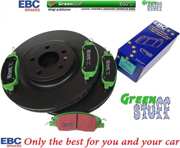 Przednie klocki GreenStuff + tarcze hamulcowe 336mm EBC seria Premium Ford Mustang 2011-2014