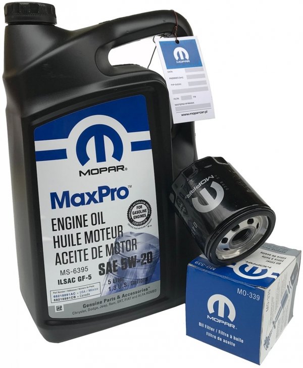 Olej MOPAR MaxPro 5W20 oraz filtr oleju silnika Dodge Nitro 4,0 V6 2009-