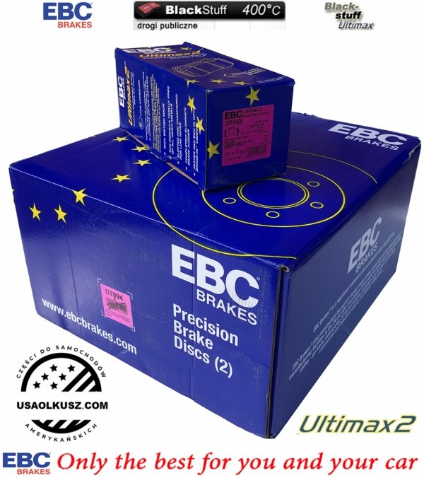 Przednie klocki Ultimax2 + tarcze hamulcowe EBC seria PREMIUM GMC Sierra -2007