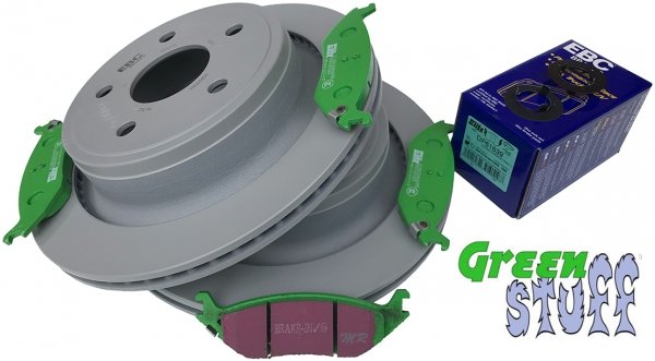 Tylne klocki GreenStuff + tarcze hamulcowe EBC PREMIUM Dodge RAM 1500 2003-