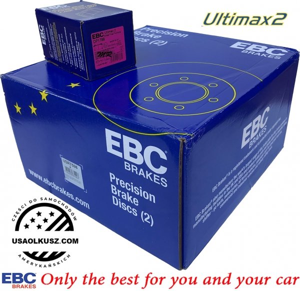 Tylne klocki Ultimax2 + NACINANE tarcze hamulcowe EBC seria USR Jeep Grand Cherokee SRT / Trackhawk