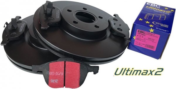 Przednie klocki Ultimax2 + tarcze hamulcowe 300mm EBC seria Premium Ford Escape FWD 2013-2019