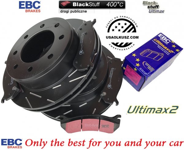 Tylne klocki Ultimax2 + NACINANE tarcze hamulcowe EBC seria USR GMC Yukon XL 2500 2000-2007