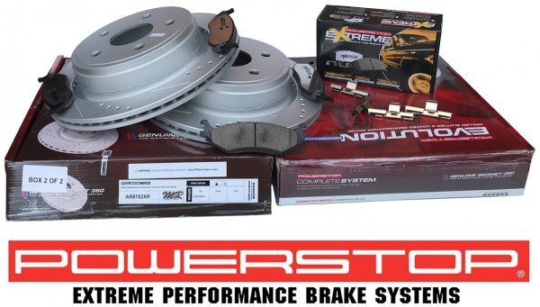 Tylne klocki Z36 + WIERCONE nacinane tarcze hamulcowe POWERSTOP EVOLUTION Dodge Durango 2004-2009