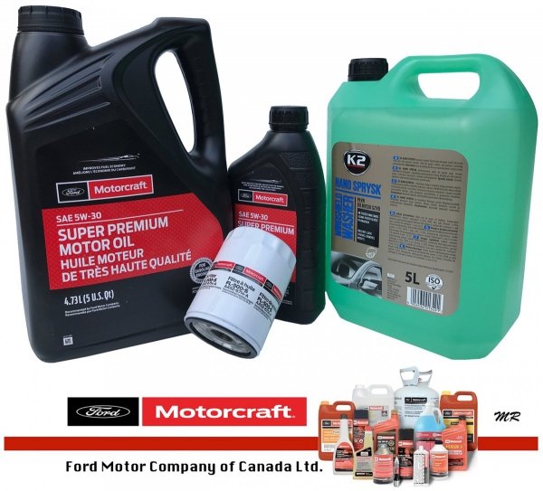 Oryginalny filtr oraz syntetyczny olej silnikowy Motorcraft 5W30 Lincoln Navigator 3,5 V6