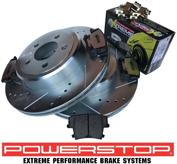 Tylne klocki + WIERCONE wentylowane tarcze hamulcowe POWERSTOP Chrysler 300C