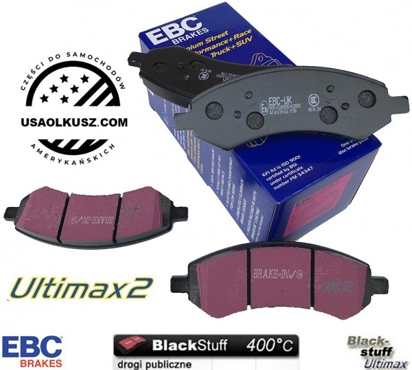 Przednie klocki Ultimax2 + NACINANE tarcze hamulcowe EBC seria USR Dodge RAM 1500 2006-