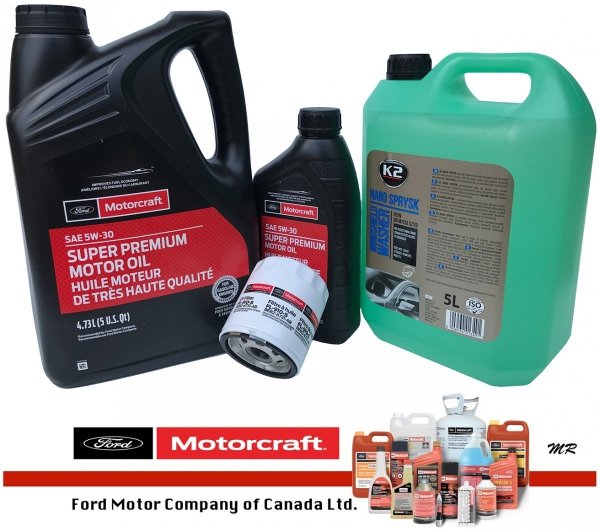 Oryginalny filtr oraz syntetyczny olej silnikowy Motorcraft 5W30 Ford Escape 2,0 EcoBoost 2013-
