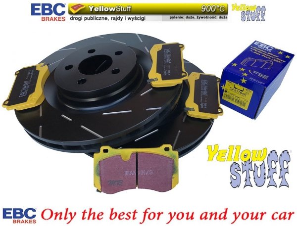 Przednie klocki YellowStuff + NACINANE tarcze hamulcowe 360mm EBC seria USR Dodge Challenger SRT Scat Pack