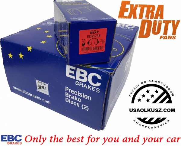 Przednie klocki EXTRA DUTY ED + NACINANE tarcze hamulcowe EBC seria USR Dodge RAM 1500 2006-