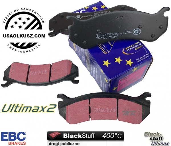 Przednie klocki Ultimax2 + NAWIERCANE NACINANE tarcze hamulcowe EBC seria GD GMC Yukon -2006