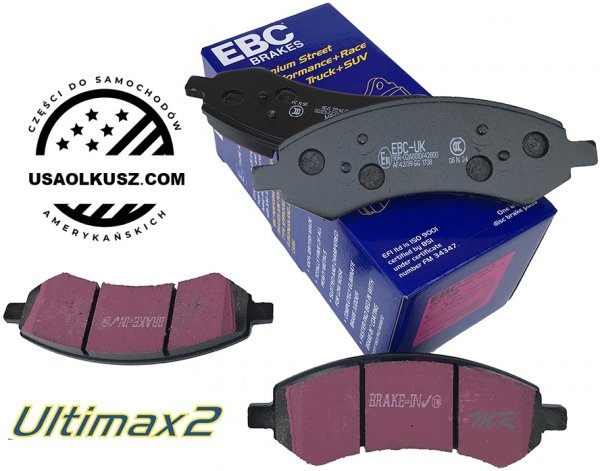 Przednie klocki Ultimax2 + NACINANE tarcze hamulcowe EBC seria USR Dodge RAM 1500 2006-