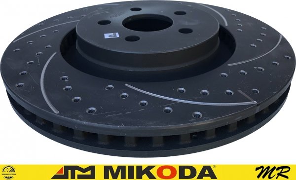 Przednie klocki + WIERCONE NACINANE tarcze hamulcowe ATM 345mm BLACK Lincoln Continental 2017-2020