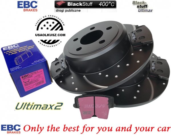 Tylne klocki Ultimax2 + WIERCONE NACINANE tarcze hamulcowe EBC seria GD Dodge Charger RWD V6