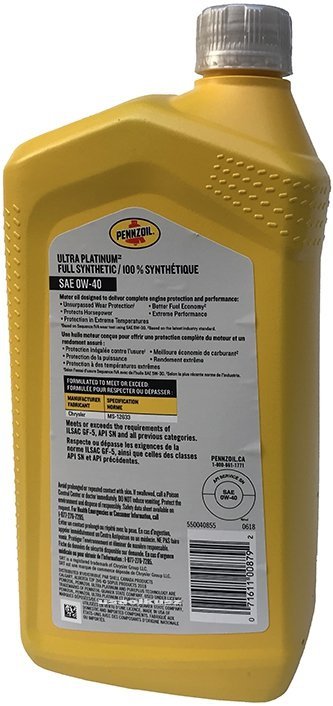 Olej PENNZOIL ULTRA 0W40 Dodge Durango SRT 6,4 V8