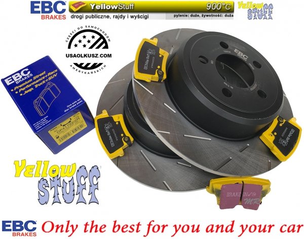 Tylne klocki YellowStuff + NACINANE NIE WENTYLOWANE tarcze hamulcowe EBC seria USR Dodge Charger RWD V6