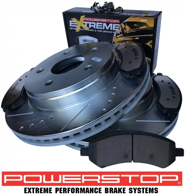 Przednie klocki + wiercone nacinane tarcze hamulcowe POWERSTOP 336mm / 5 szpilek Dodge RAM 1500 2006-