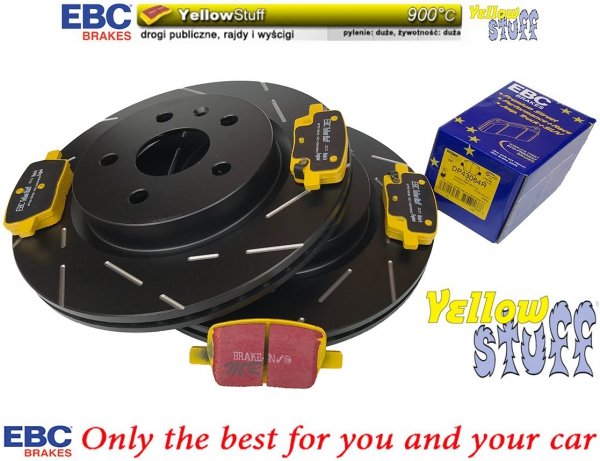 Tylne klocki YellowStuff + NACINANE tarcze hamulcowe 315mm EBC seria USR Chevrolet Camaro LT / LS 2016-
