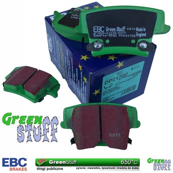 Tylne klocki GreenStuff + NIE WENTYLOWANE tarcze hamulcowe EBC seria PREMIUM Lancia Thema 3,6 V6