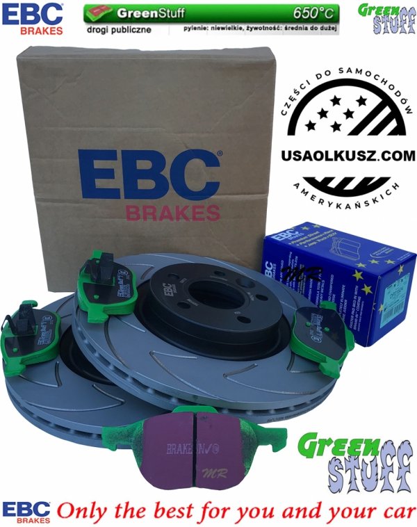 Przednie klocki GreenStuff + NACINANE tarcze hamulcowe 300mm EBC seria BSD Ford Escape FWD 2013-2019