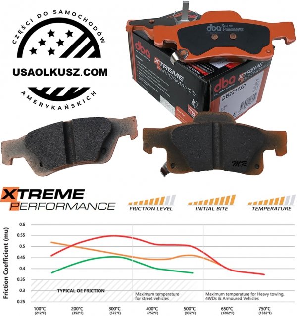 Tylne klocki XTREME PERFORMANCE + tarcze hamulcowe DBA seria 4000 T3 Dodge Durango 2011-