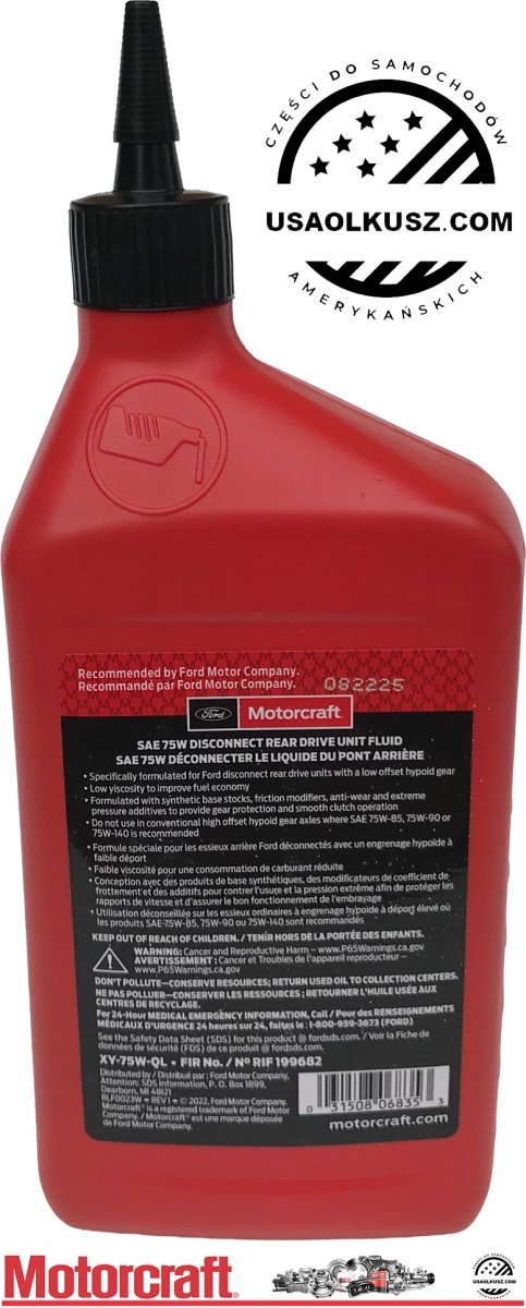 Syntetyczny olej mostu Motorcraft 75W Disconnect 1l Ford