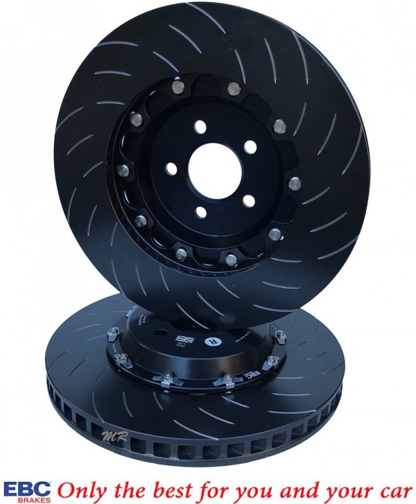Przednie CERAMICZNE klocki RedStuff + SPORTOWE PŁYWAJĄCE tarcze EBC seria SG Racing Ford Mustang 5,0 V8 2015-