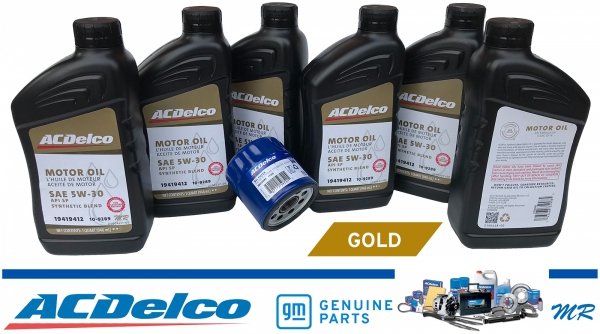 Filtr + olej silnikowy ACDelco Gold Synthetic Blend 5W30 API SP GF-6 Chevrolet TrailBlazer V8 2003-2006