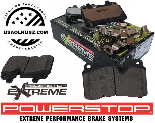 Przednie klocki Z26 + WIERCONE NACINANE tarcze hamulcowe POWERSTOP Chevrolet Corvette C8 2020- exc. Z51