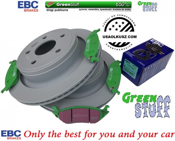 Tylne klocki GreenStuff + tarcze hamulcowe EBC PREMIUM Dodge RAM 1500 2003-