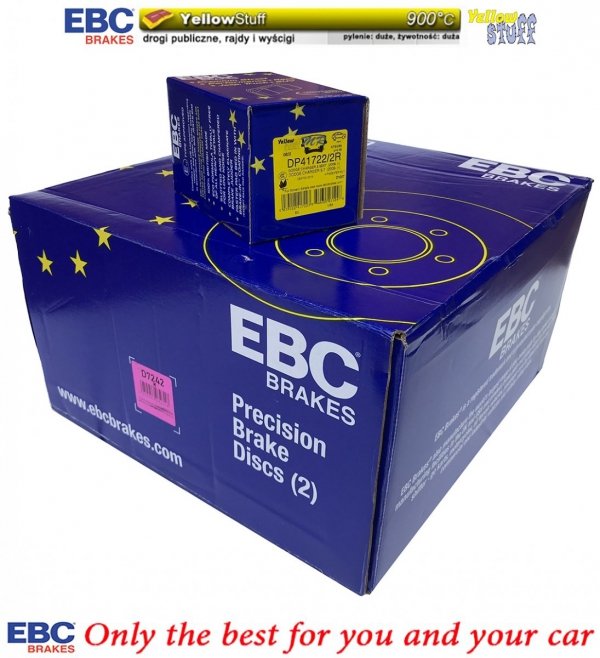 Tylne klocki YellowStuff + NIE WENTYLOWANE tarcze hamulcowe EBC seria PREMIUM Lancia Thema