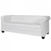 Sofa 3-osobowa w stylu Chesterfield, sztuczna skóra, biała