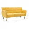 3-osobowa sofa tapicerowana tkaniną, 172x70x82 cm, żółta
