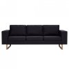 3-osobowa sofa tapicerowana tkaniną, czarna