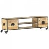 Szafka pod TV, 130 x 30 x 39 cm, lite drewno mango