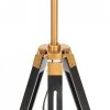 Lampa podłogowa na trójnogu, czarno-złota, drewno, 141 cm