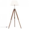 Lampa podłogowa na trójnogu, brązowo-biała, tek, 141 cm