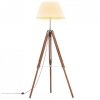 Lampa podłogowa na trójnogu, brązowo-biała, tek, 141 cm